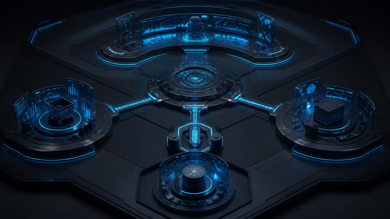 Illustrative ROXY operations command layer connecting governed intelligence to the BIX Axis commercial engines.